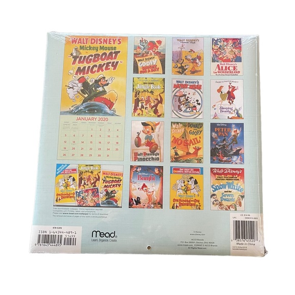 Meade 2020 Clasic Disney Posters 16 Month Calendar New Sealed - Picture 2 of 2